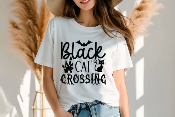 Black Cat Crossing: Graphics for T-Shirt Designs