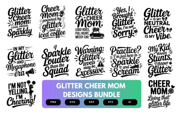 Glitter Cheer Mom SVG Bundle: Sparkly Graphics for Crafts
