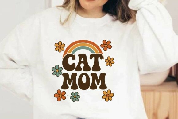 Retro Cat Mom Graphics for Crafts & Branding