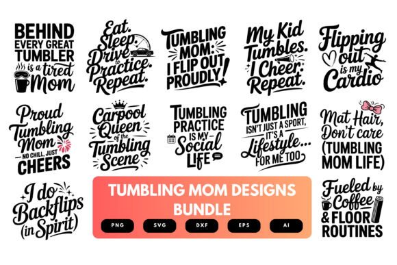 Tumbling Mom SVG Bundle: Graphics for Crafts